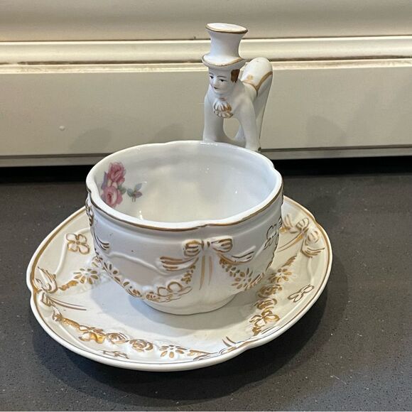 RARE Cup & Saucer Set~ Occupied Japan/ Shofu China Gentleman Handle Figurine - Picture 10 of 13